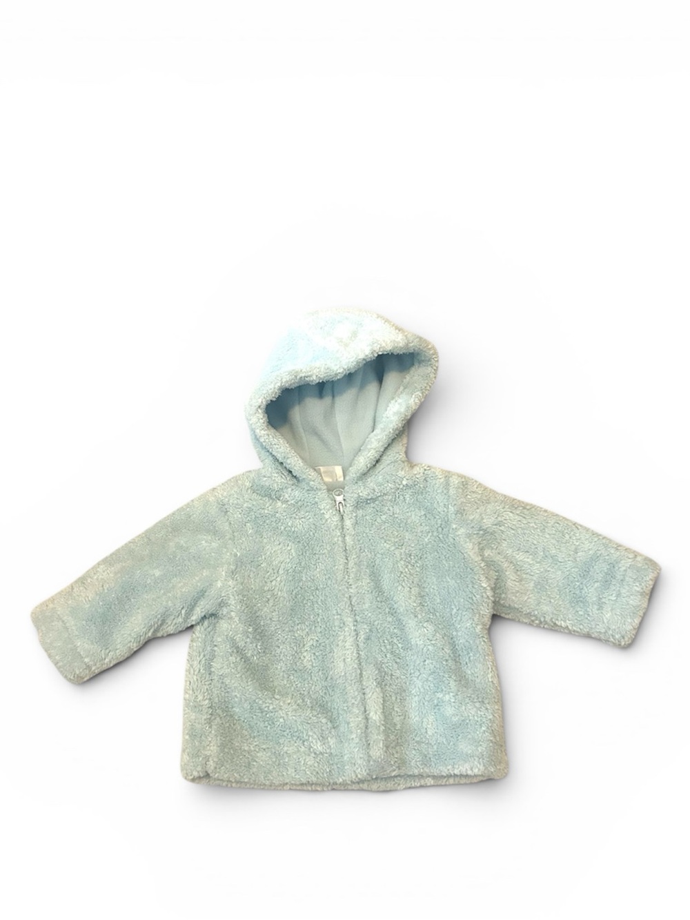 Small Wonders Light Blue Plush Hooded Baby Teddy Jacket size 6-9 months